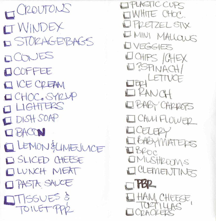 Sketchnote of grocery list items