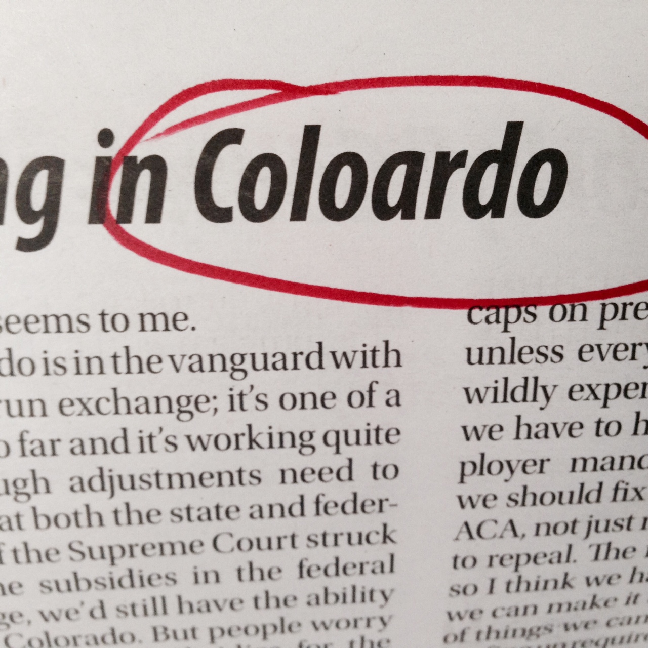 North Denver Tribune typo